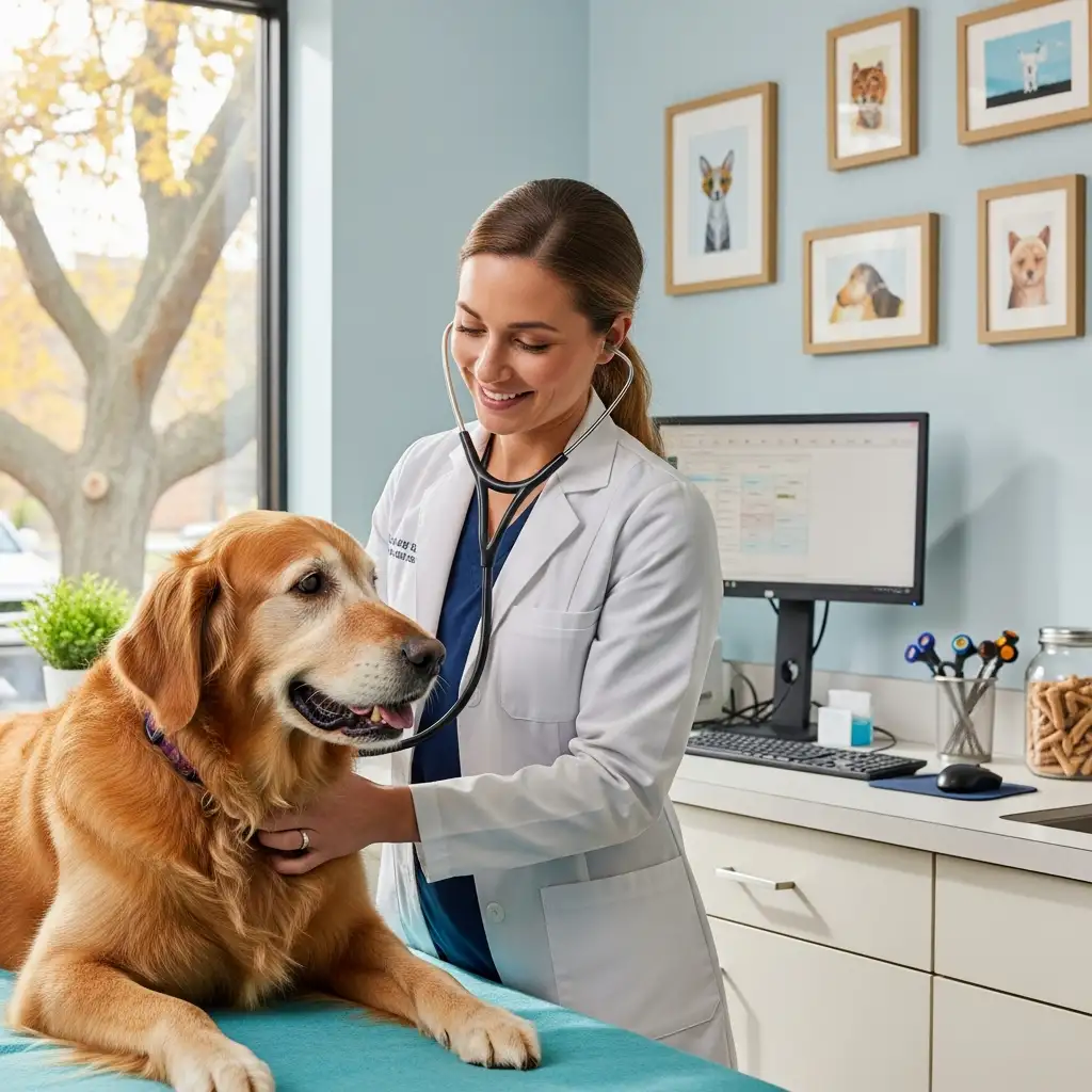 노령견의 건강 상태를 정기적으로 체크하기 위해 동물병원을 방문하여 전문가의 진단을 받는 과정이 필요합니다.