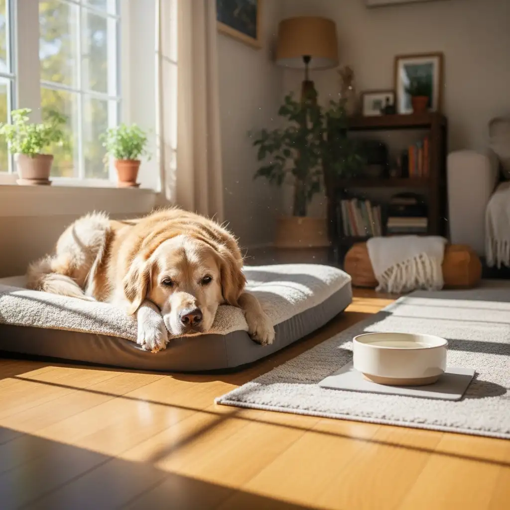 노령견이 편안하게 휴식을 취하며 수분을 섭취할 수 있도록 환경을 조성해주는 것은 신장 질환 관리의 시작입니다
