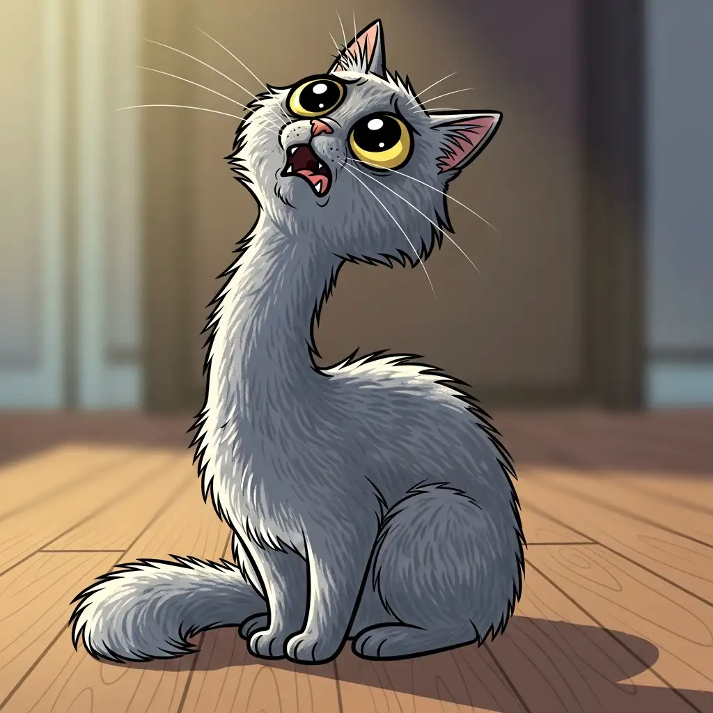 목을 길게 빼고 기침을 하는 고양이의 모습은 천식의 전형적인 증상 중 하나입니다.