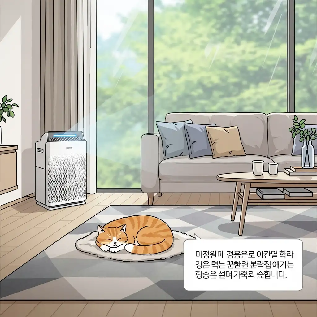 깨끗한 실내 공기 질 유지는 고양이 천식 관리에 있어 가장 기본적이고 중요한 요소입니다.