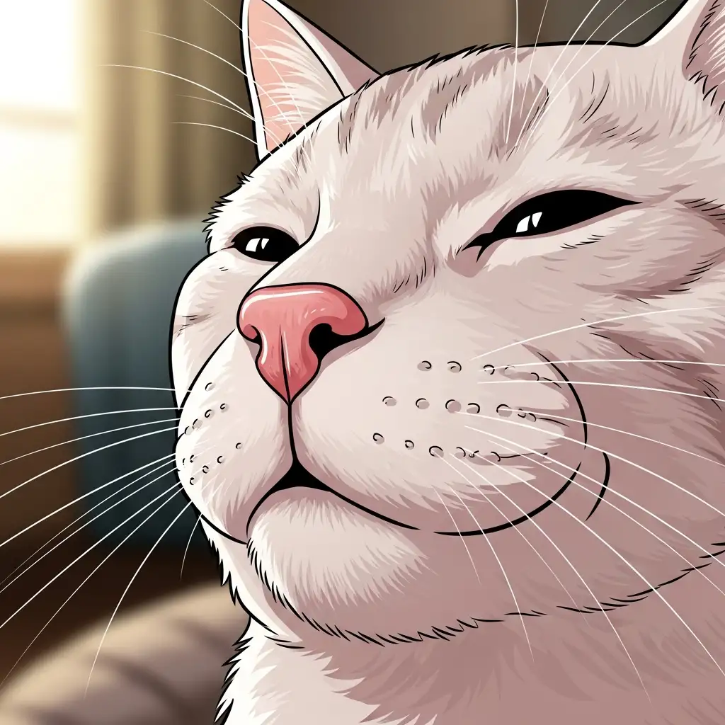 건강한 고양이의 분홍빛 코와 입 주변 모습으로 고양이빈혈 여부를 확인할 수 있는 기준이 됩니다.