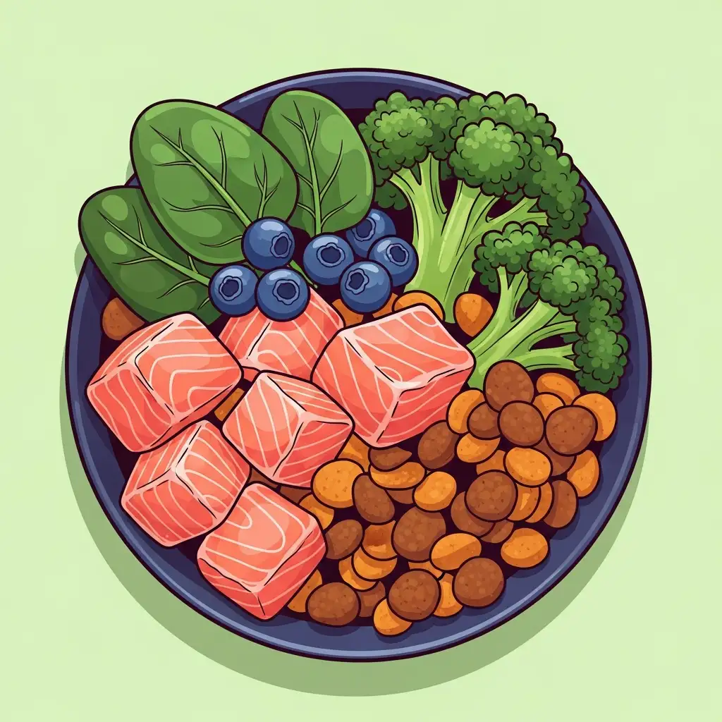 고양이간건강을 돕는 영양가 높은 맞춤 식단 이미지입니다. 올바른 영양 섭취는 간 수치 안정에 기여합니다.