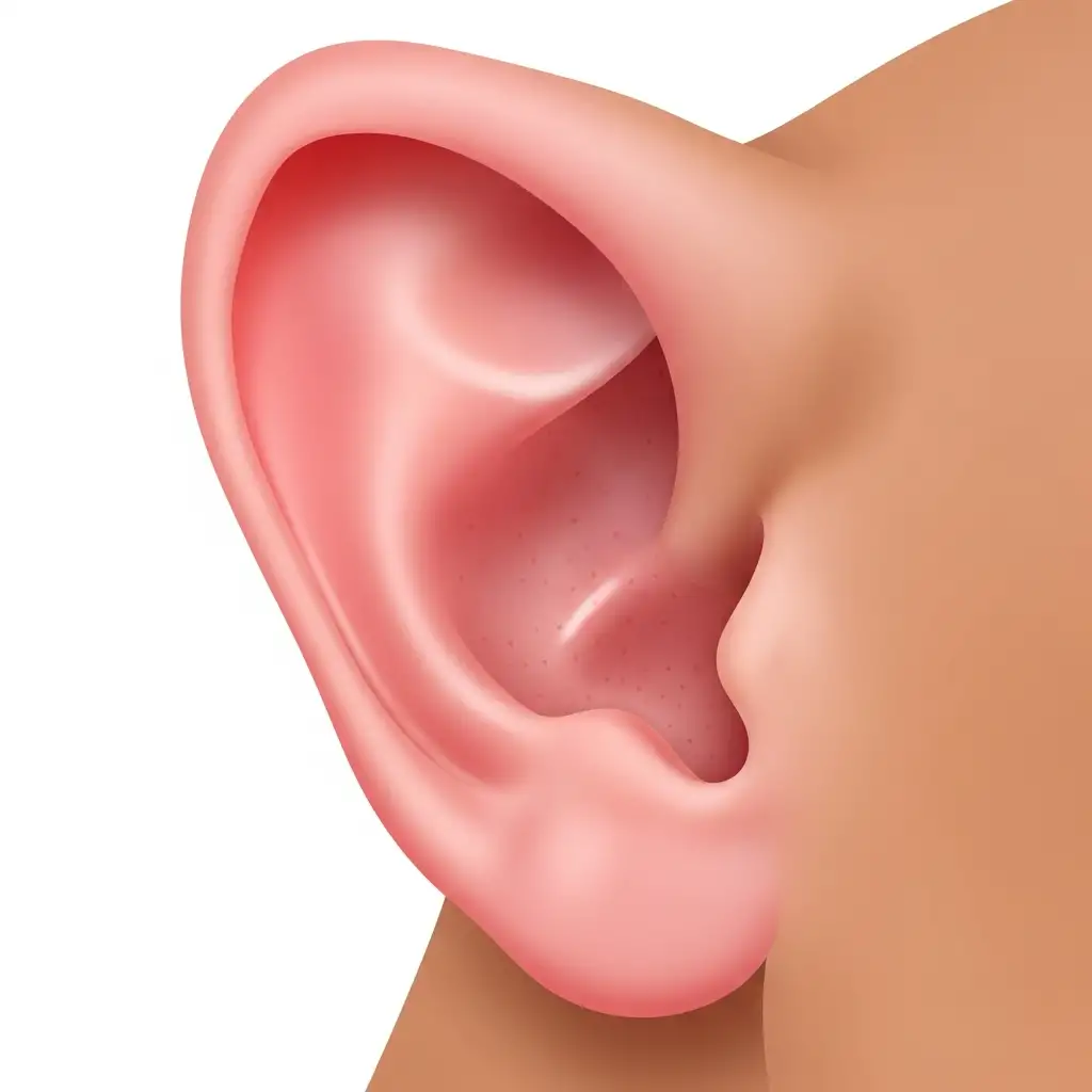 강아지외이염 없이 아주 깨끗하고 건강한 분홍빛을 띠는 강아지의 귓속 모습