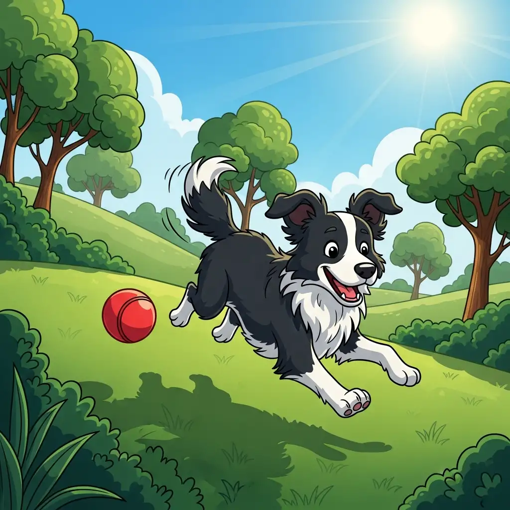 강아지비만예방을 위해 공원에서 즐겁게 뛰어놀며 운동하고 있는 활동적인 강아지의 모습입니다.