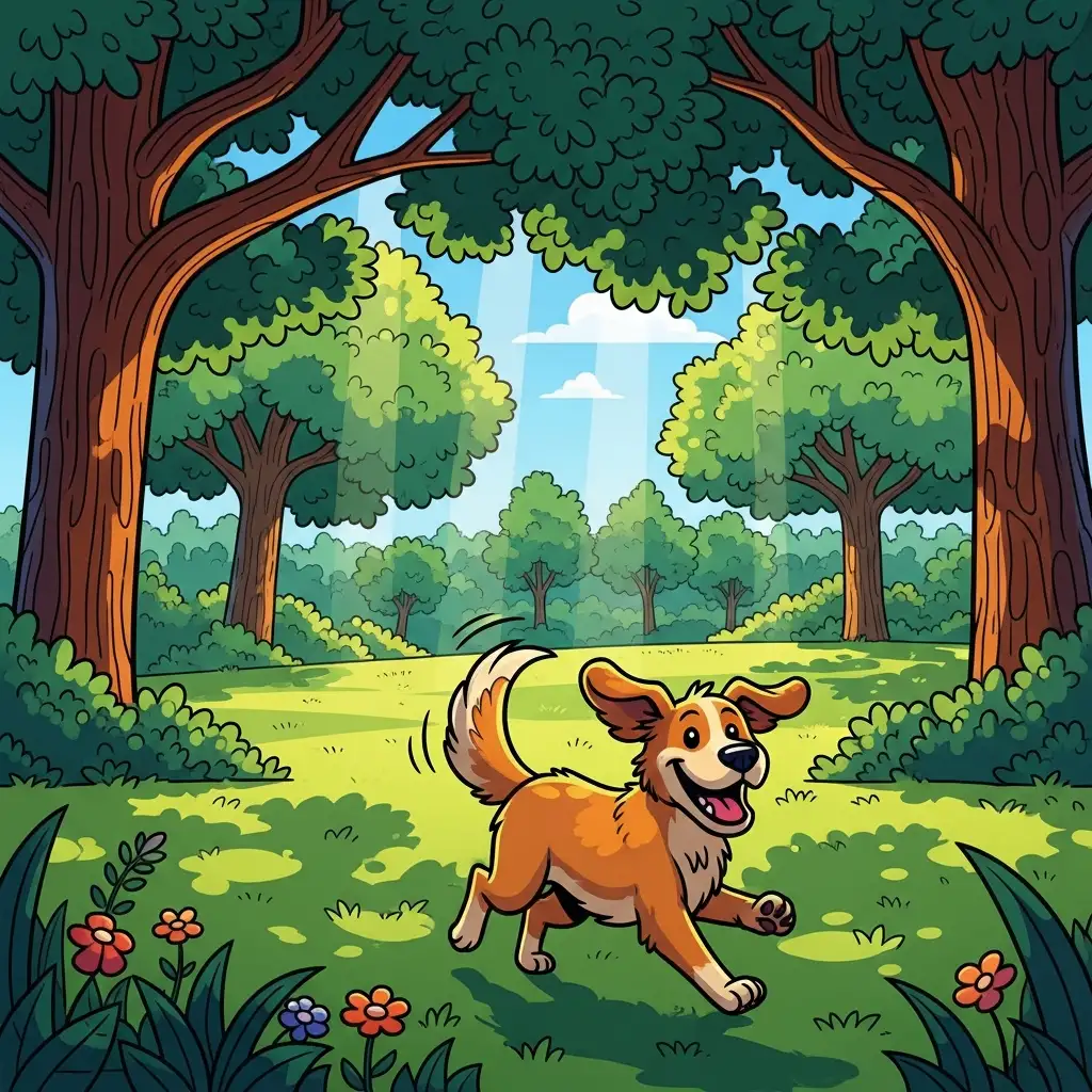 자궁축농증 수술 후 건강을 회복하여 공원에서 즐겁게 뛰어노는 강아지의 모습